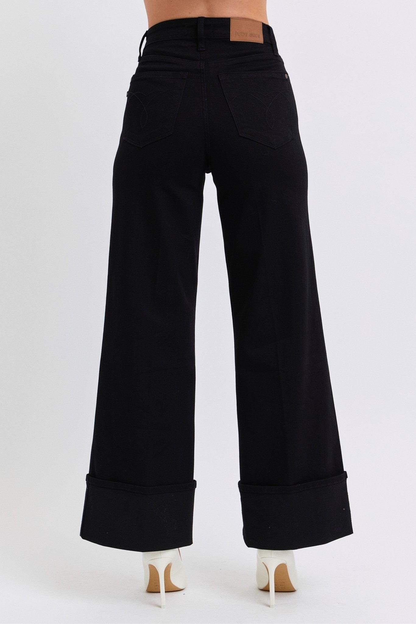Judy Blue Black Retro Wide Cuffed Leg Jean