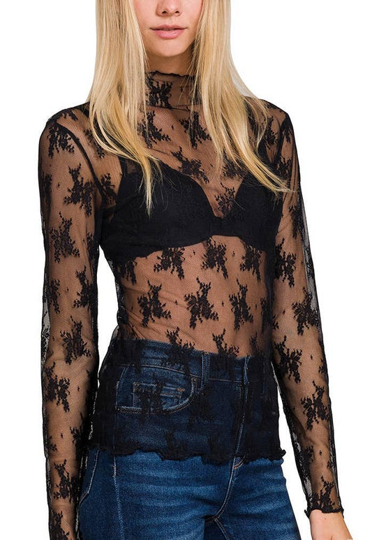 Lace Long Sleeve Top - 4 color choices