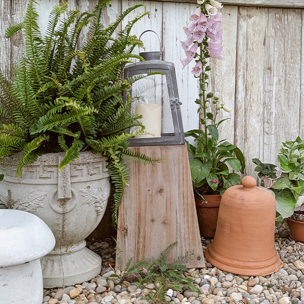 Removable Metal Lanterns with Wood Base, Set of Two
