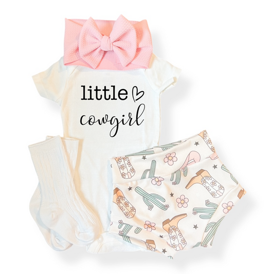 Little Cowgirl Baby Girl Bummies Outfit