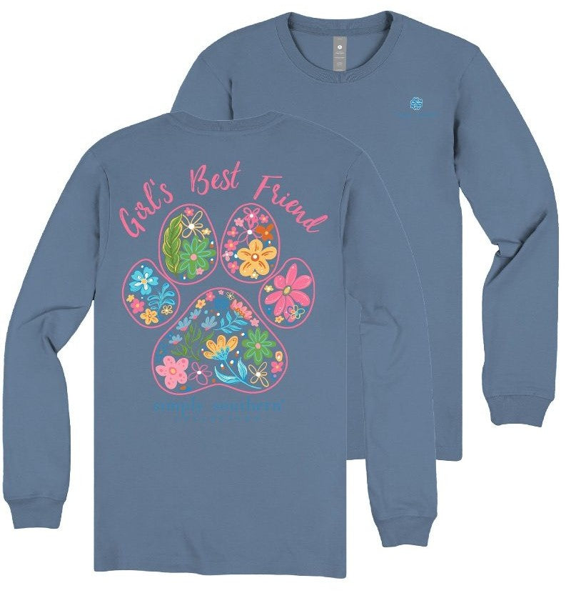 God's Best Friend - Dog Lover - Paw Print - Floral - SS - F25 - YOUTH Long Sleeve