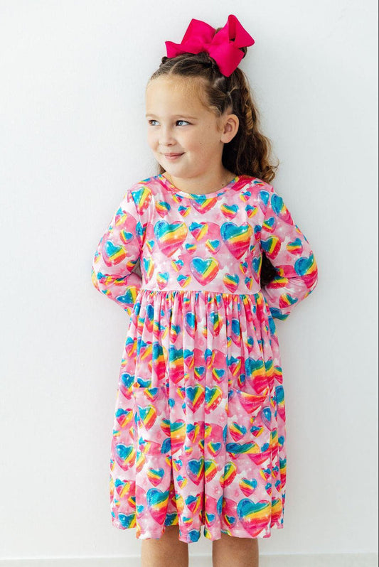 Sugar & Spice 3/4 Sleeve Pocket Twirl Dress