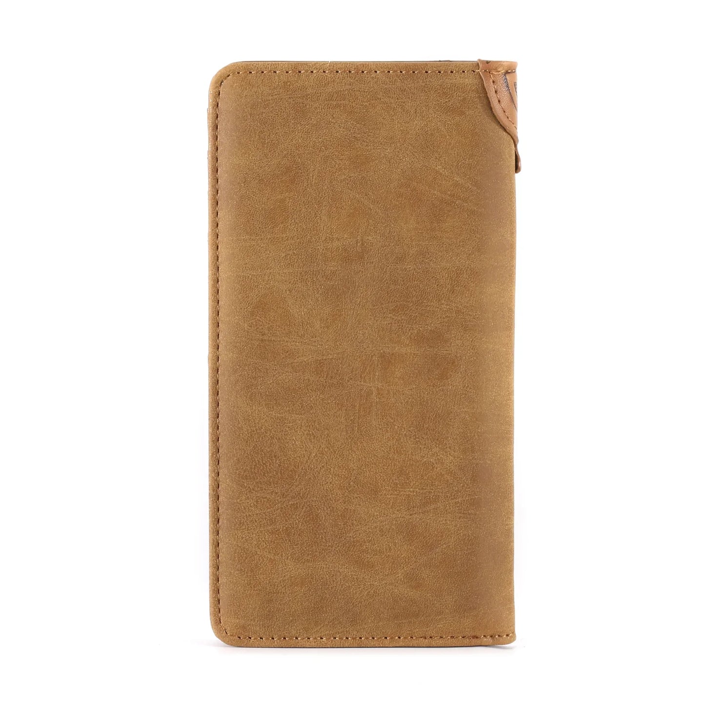 Men’s Long Embossed Floral PU Leather Bifold Wallet