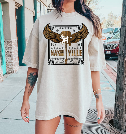 Nashville Music City 1950 Music Lover Comfort Colors Tshirt