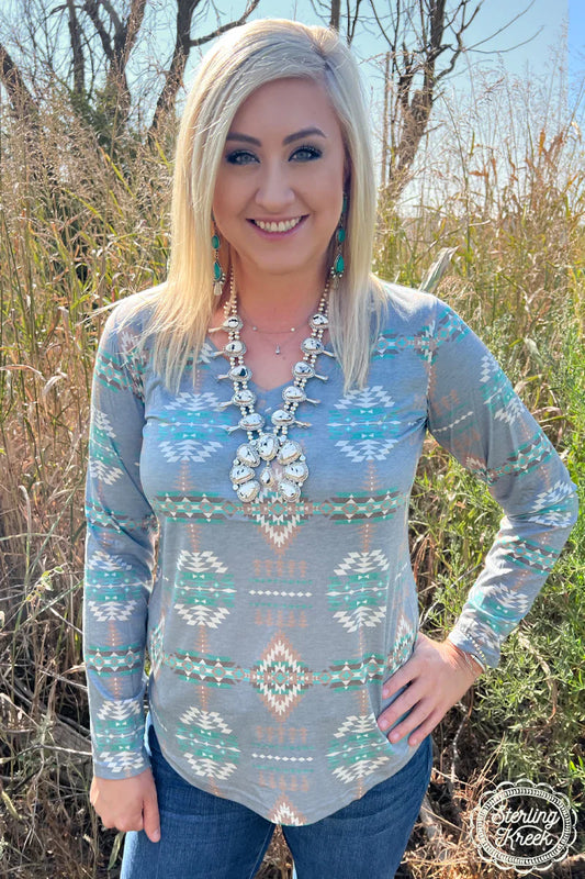 ALAMO HEIGHTS GRAY TOP- SALE