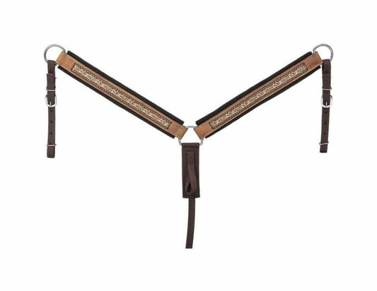 Tough 1 Printed Nylon Breastcollar – Brown Tooled Design, Durable & Comfortable