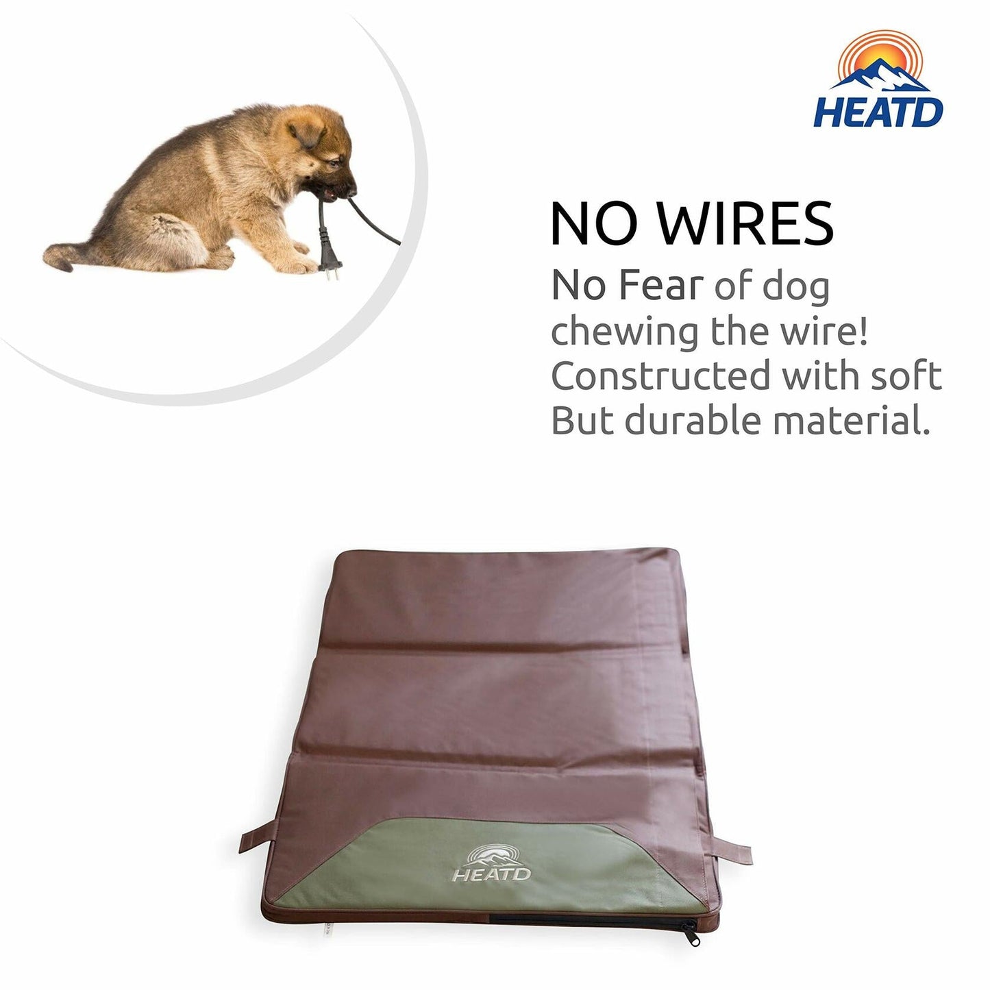Dog Pet Bed Mattress with Removable Heating Pad, Rechargeable Battery & Cooling Pad Slots