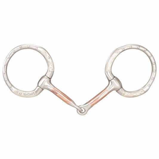 Tough-1 Stainless Steele Engraved Snaffle D-Ring Bit