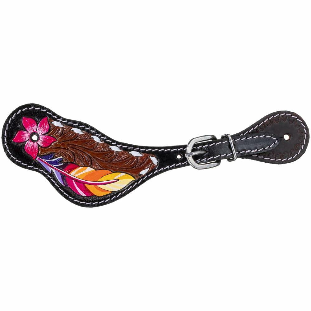 Tough 1 Feather/Flower Spur Straps Dark Oil - Ladies