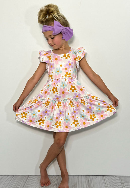 Pastel Daisy Girls Dress