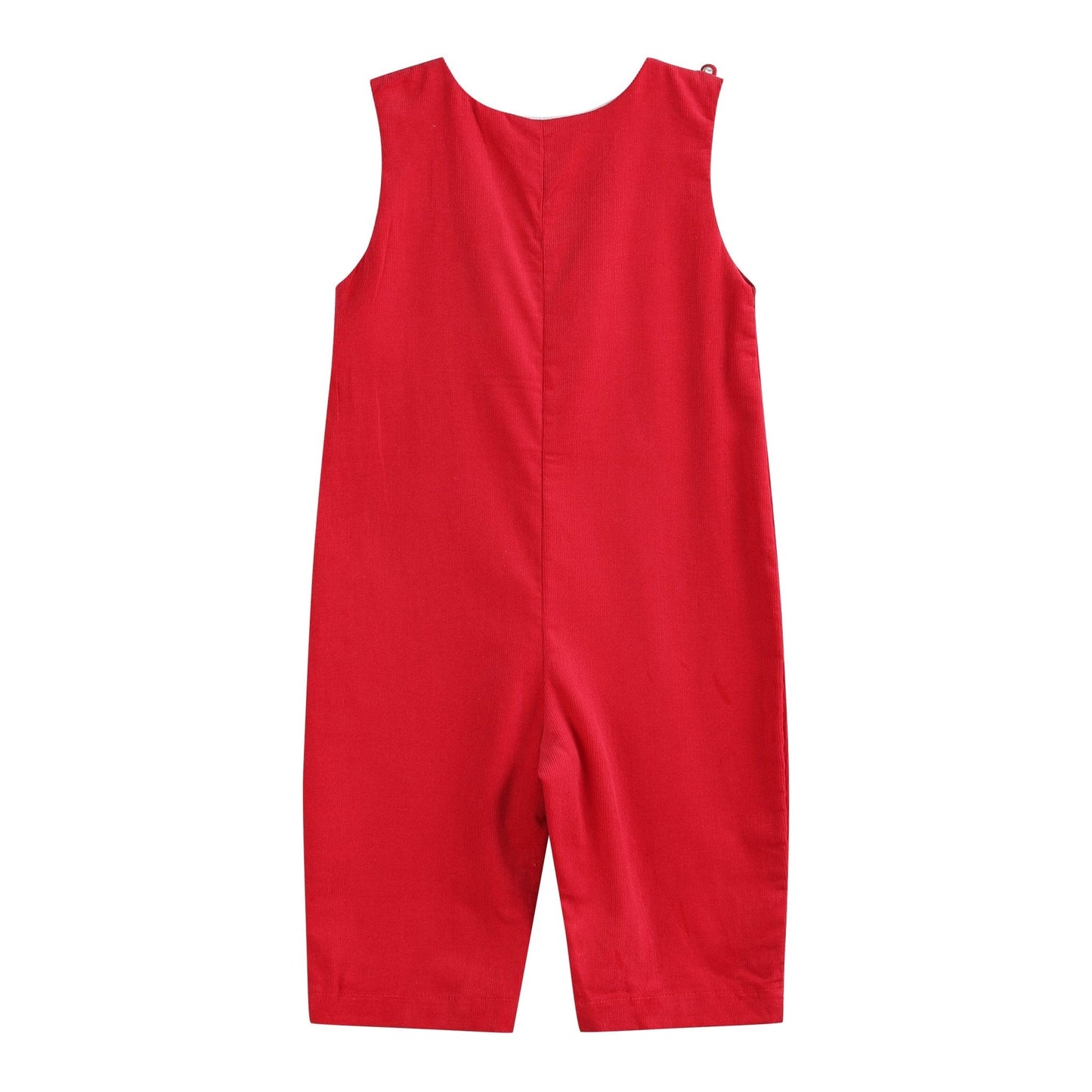 Red Corduroy Mistletoe Smocked Overalls