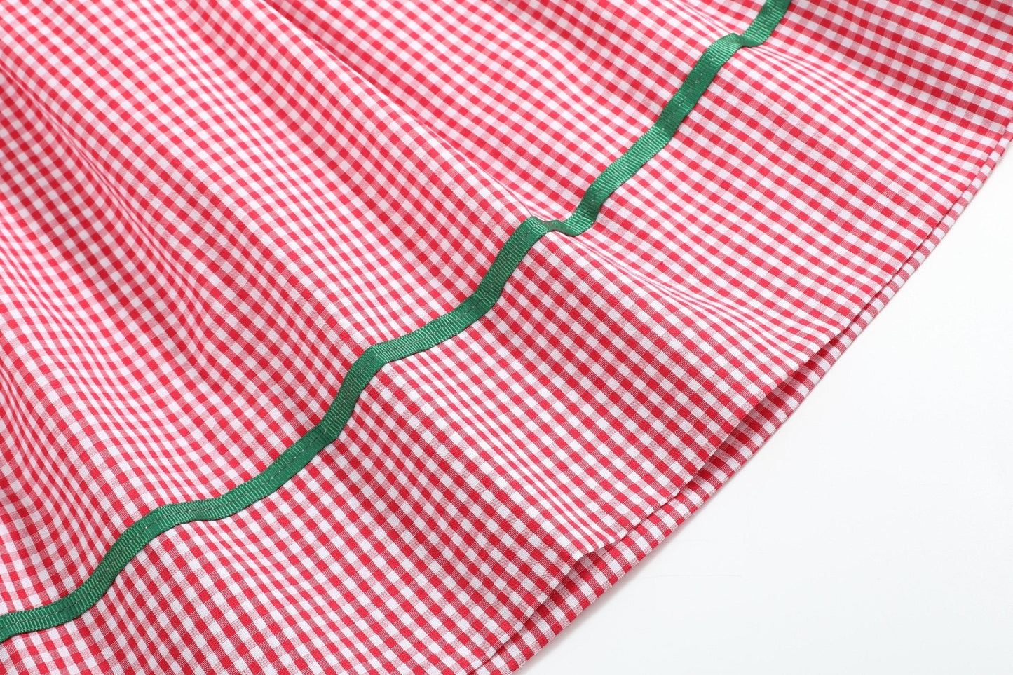 Red Gingham Apple Smocked Bishop Dress