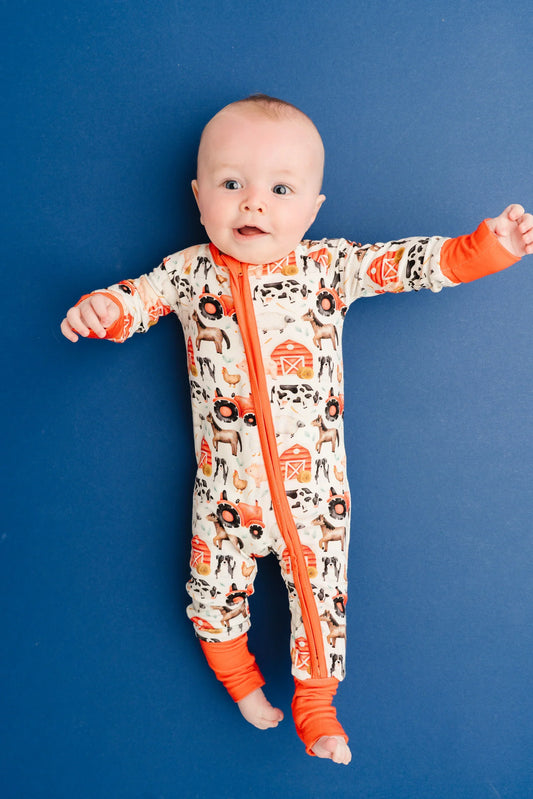 Little One Shop: Little Red Barnyard Bamboo Zippy Romper