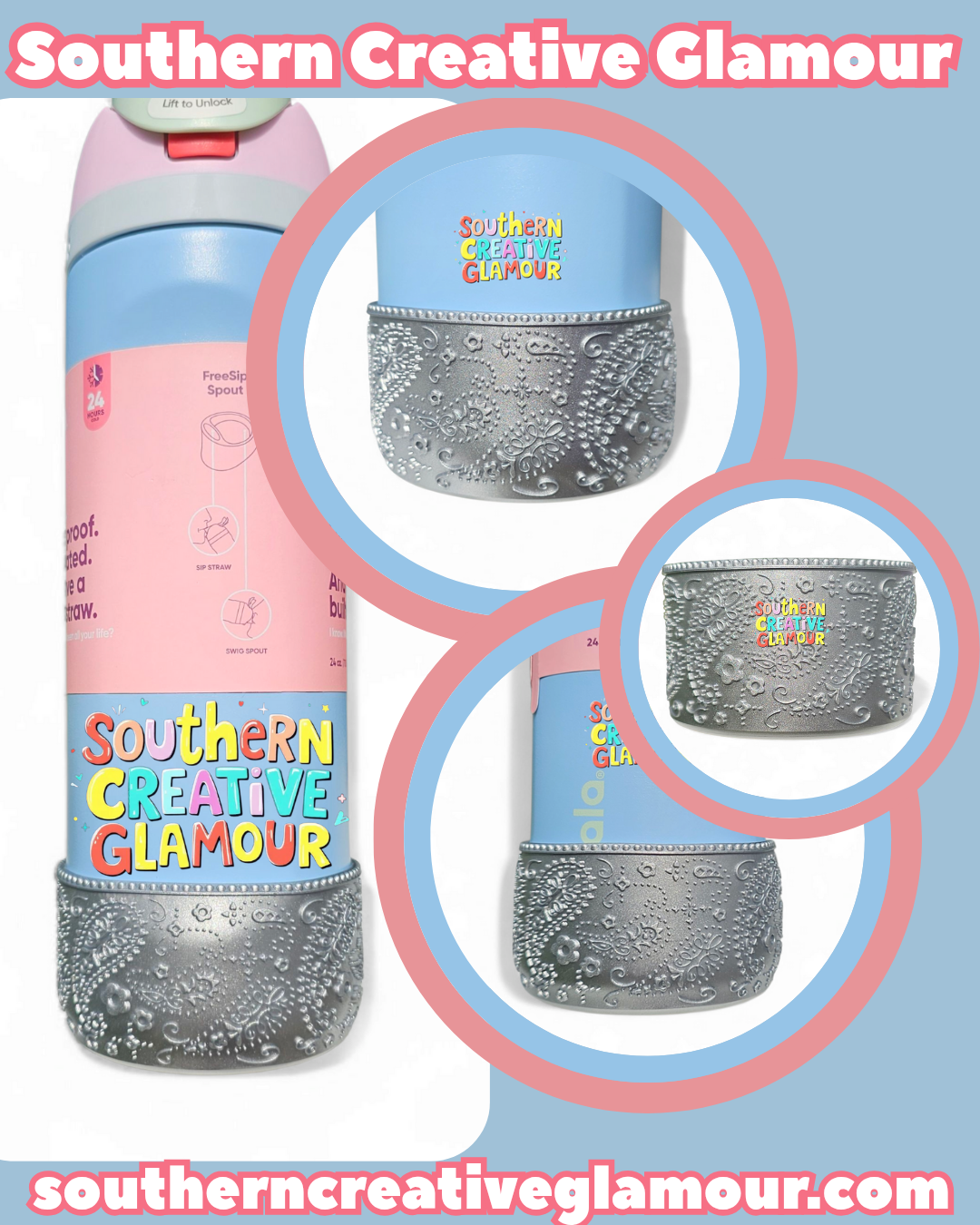 Princess Paisley Silicone Tumbler Boot | Chrome Pink Dusk Shimmer