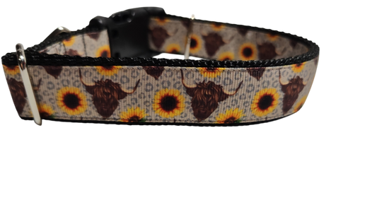 Cows and Sunflowers Western Nylon Dog Collar