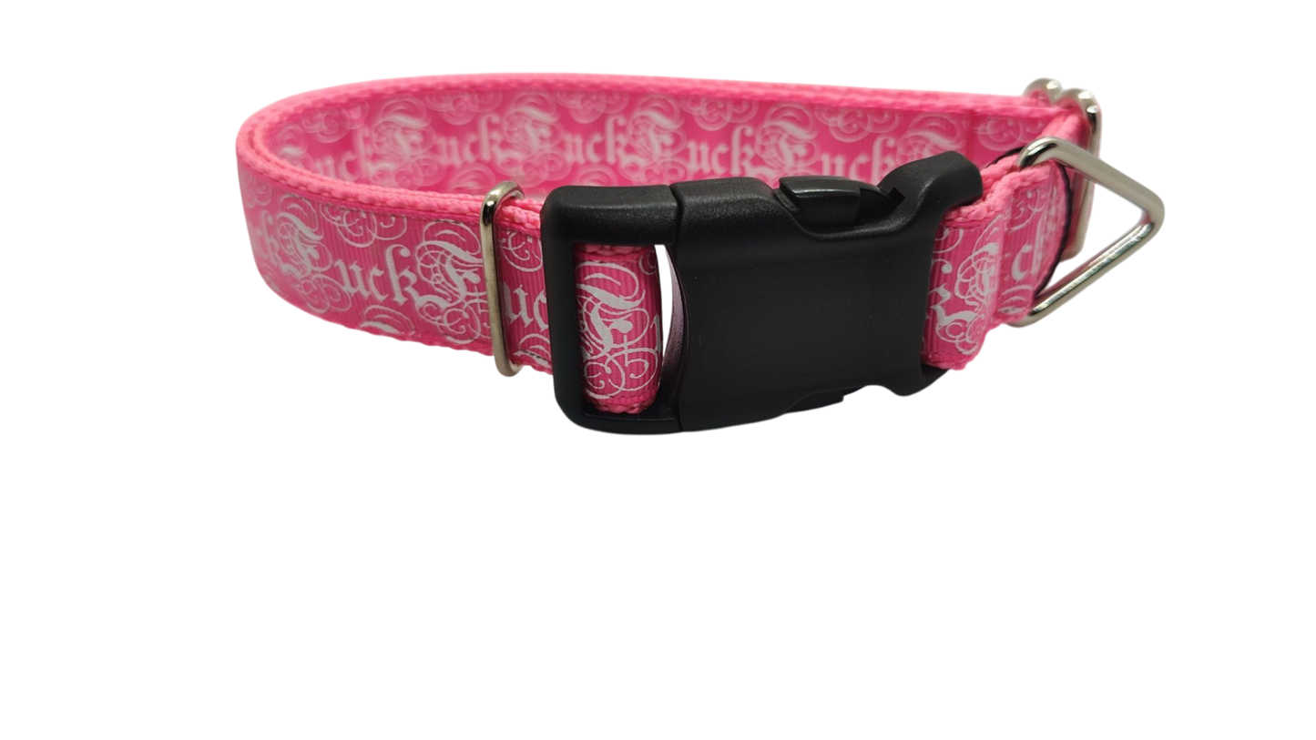 Fuck Pink Nylon Dog Collar