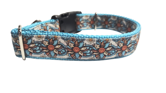 Western Floral Nylon Dog Collar