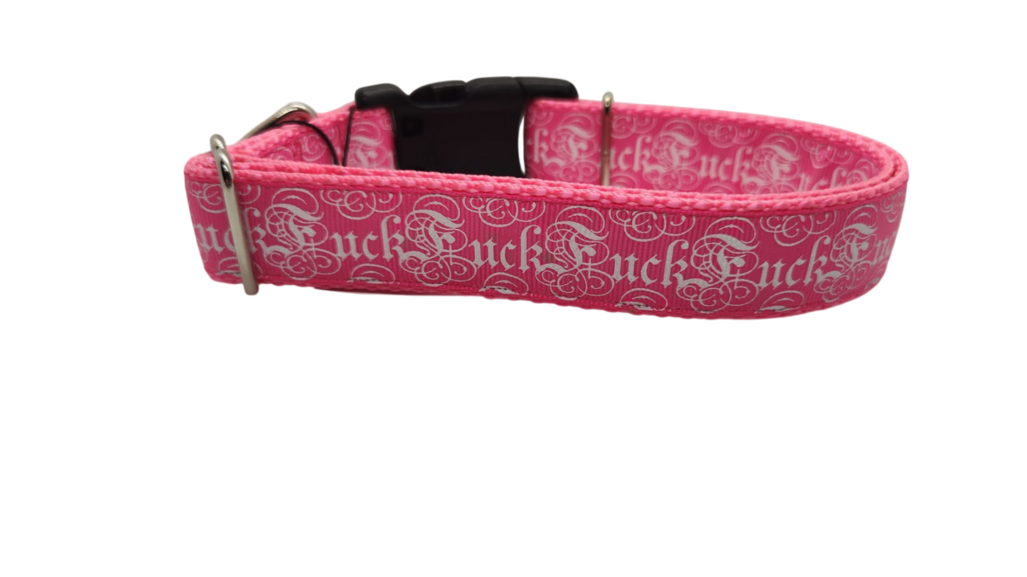 Fuck Pink Nylon Dog Collar