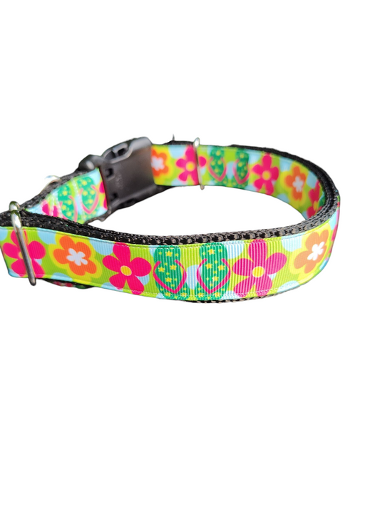 Flip Flops and Flowers Nylon Dog Collar