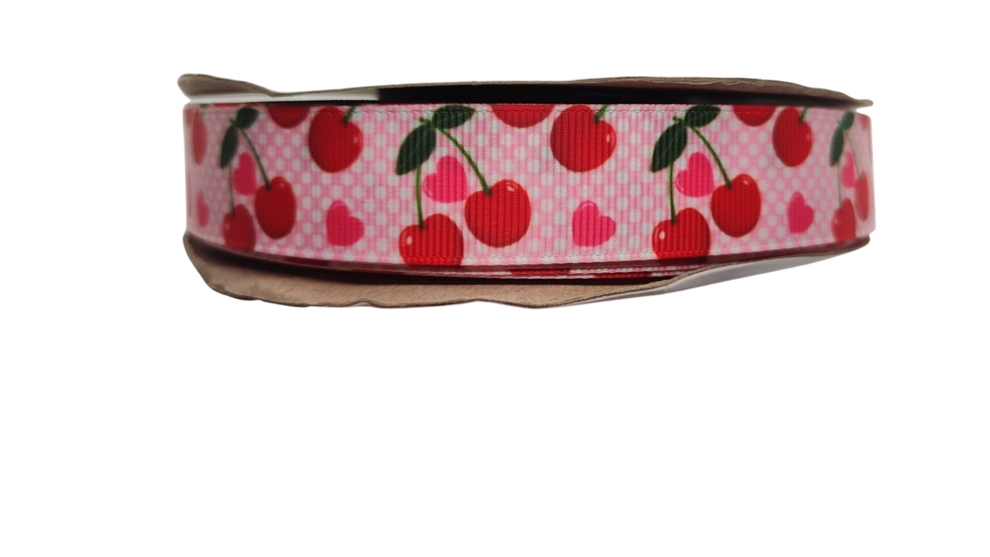 Pink Cherries Nylon Dog Collar