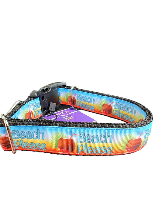 Beach Please Nylon Dog Collar