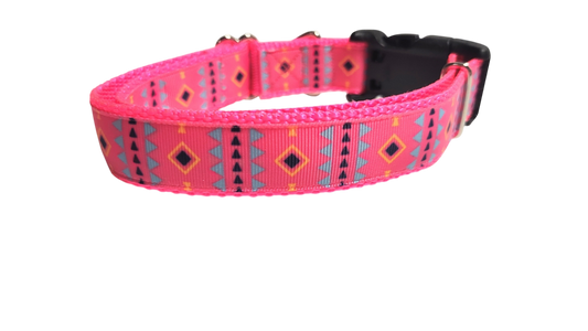 Pink Tribal 2 Nylon Dog Collar