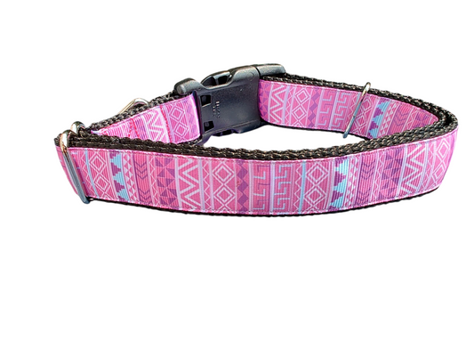 Pink Patterns Nylon Dog Collar