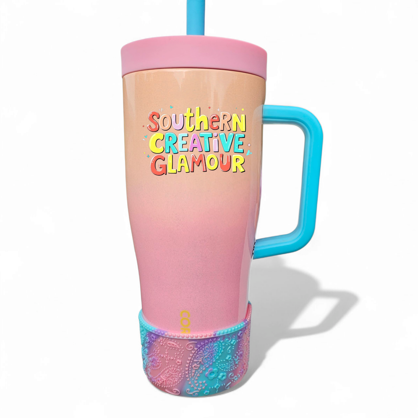 Princess Paisley Silicone Tumbler Boot | Purple Swirl Shimmer