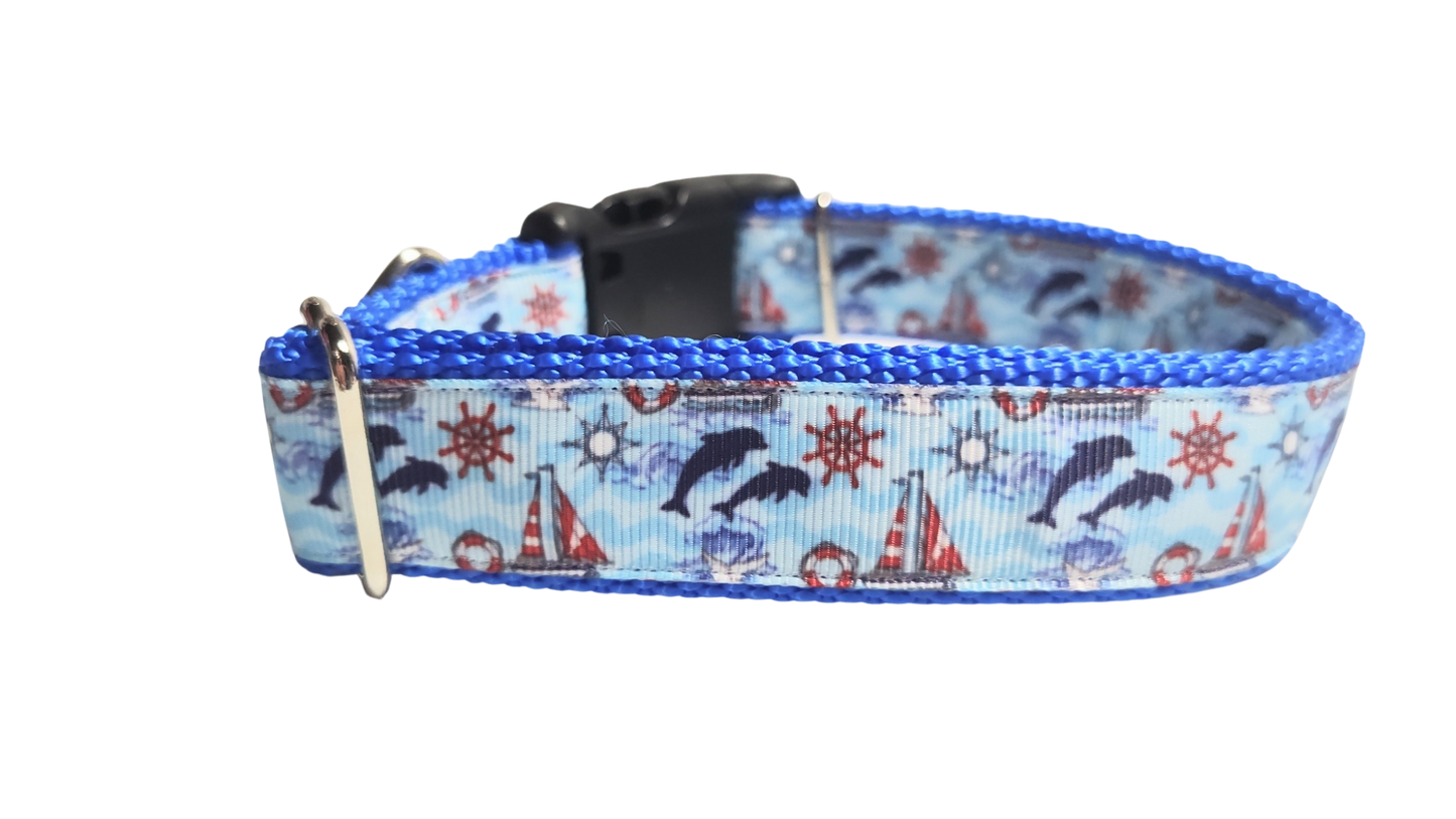Dolphins at Sea Nylon Dog Collar