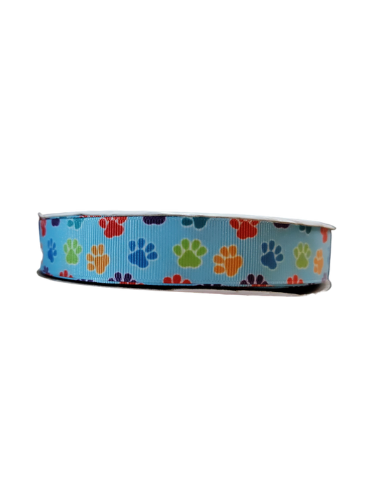 Rainbow Paw Prints Nylon Dog Collar