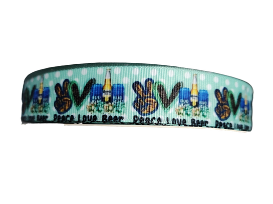 Peace Love Beer Nylon Dog Collar