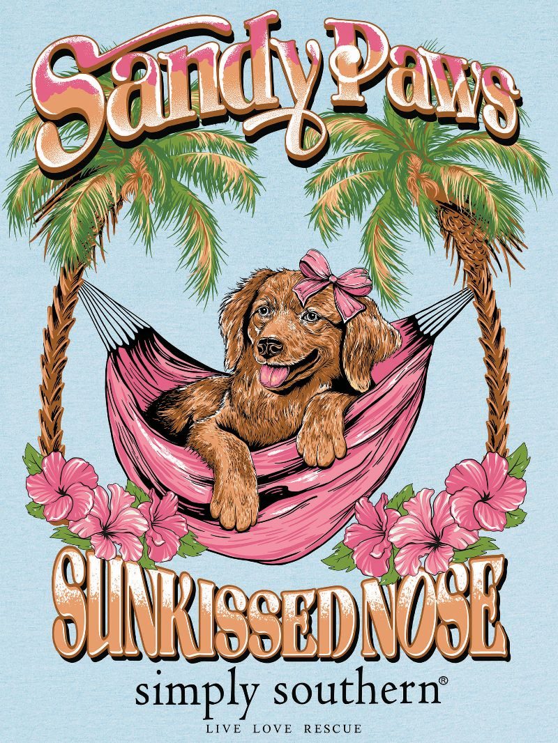 Sandy Paws Sunkissed Nose - Dog - Palm Trees - SS - S25 - Adult T-Shirt