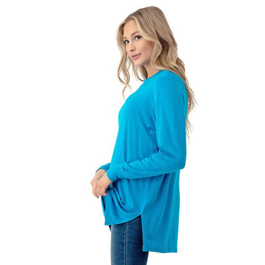 Turquoise Long Sleeve Double Side Slit Tunic - Medium available