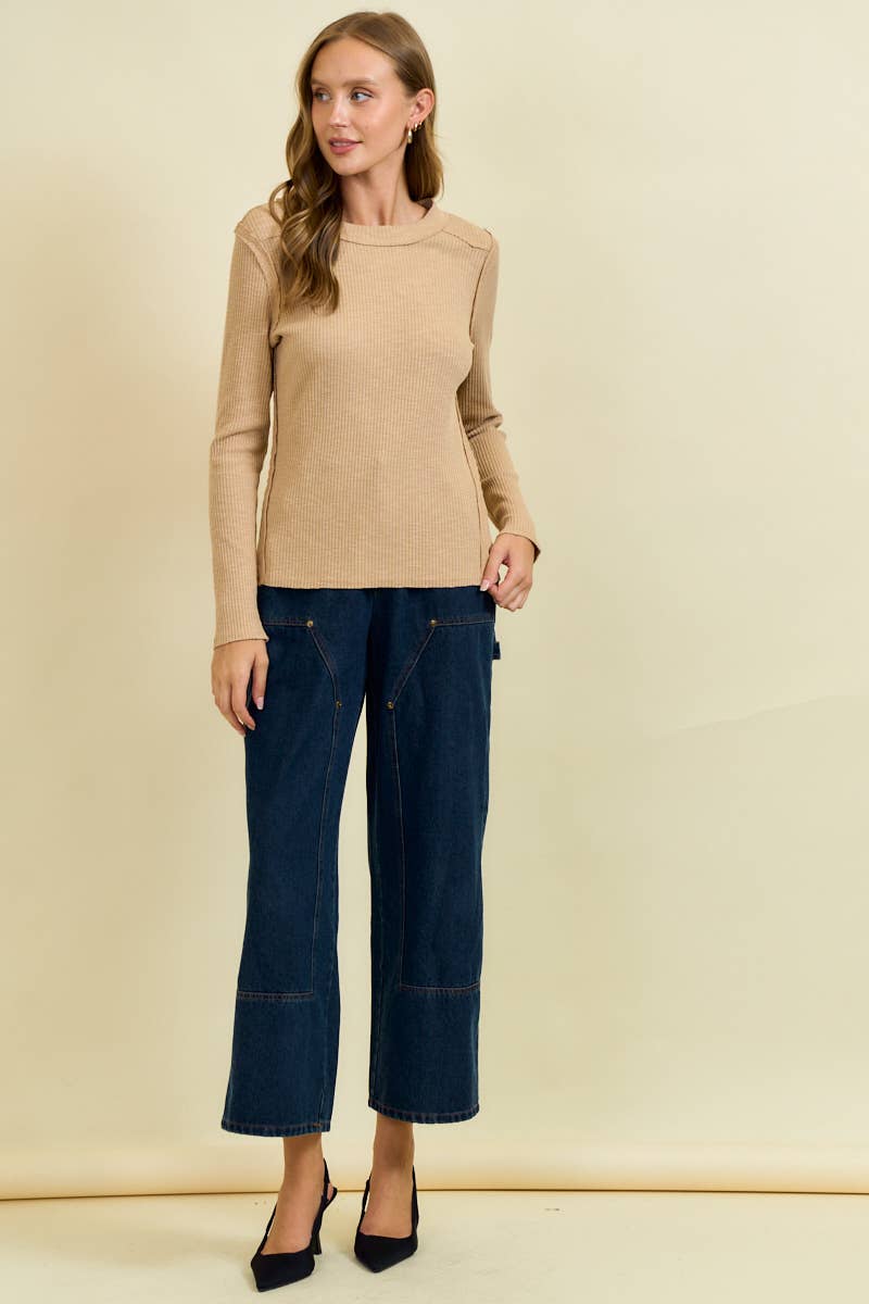 Western Yoke Ribbed Long sleeved Tee