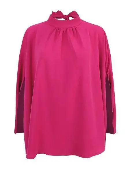 Women's Oversize Smock Neck Knot Back Batwing Sleeve Blouse Shirt Top HY69E4ZBQD